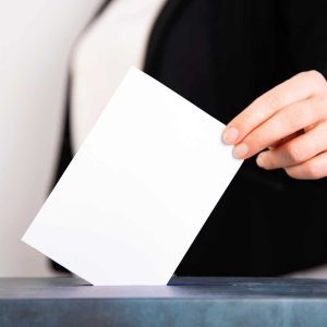 Woman votes on election day.